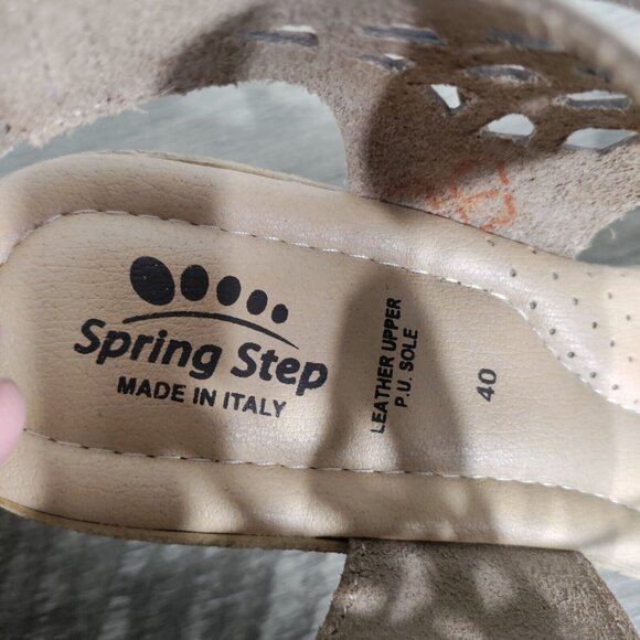 Spring Step Lamay Beige Leather Upper Open-toe Lace-up Wedge Size 40 US 10 - Picture 8 of 9